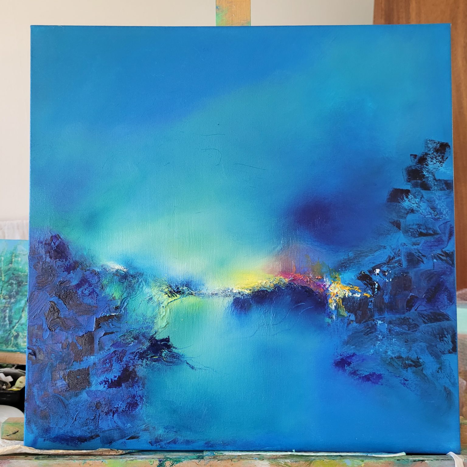 Midnight sun-maleri-olie-blå-evning-nat-oliemaleri-aiva-jacqueline.ostrowski.spirituelart