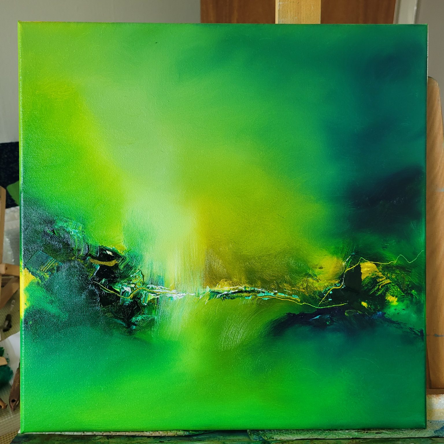 Summerwind-oliemaleri-spirituelart-aiva-grønnefarver.jacqueline.ostrowski. art.